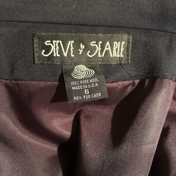 Steve by Searle Trench Coat All Season Wool Navy 6 Dolman Sleeves Midi Length - Picture 10 of 12